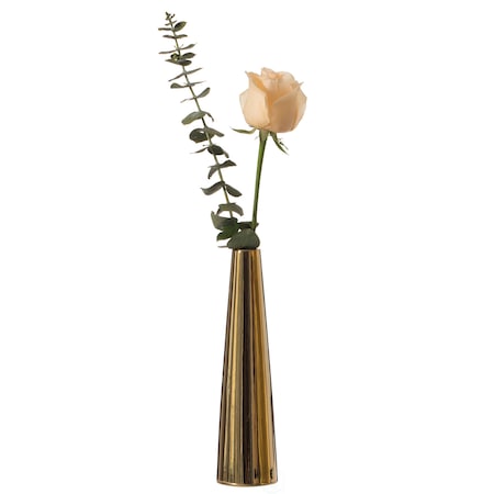 Uniquewise 8 Inch Contemporary Ceramic Cone Shape Table Vase Modern Shiny Looking Flower Holder, Gold QI004359.GD